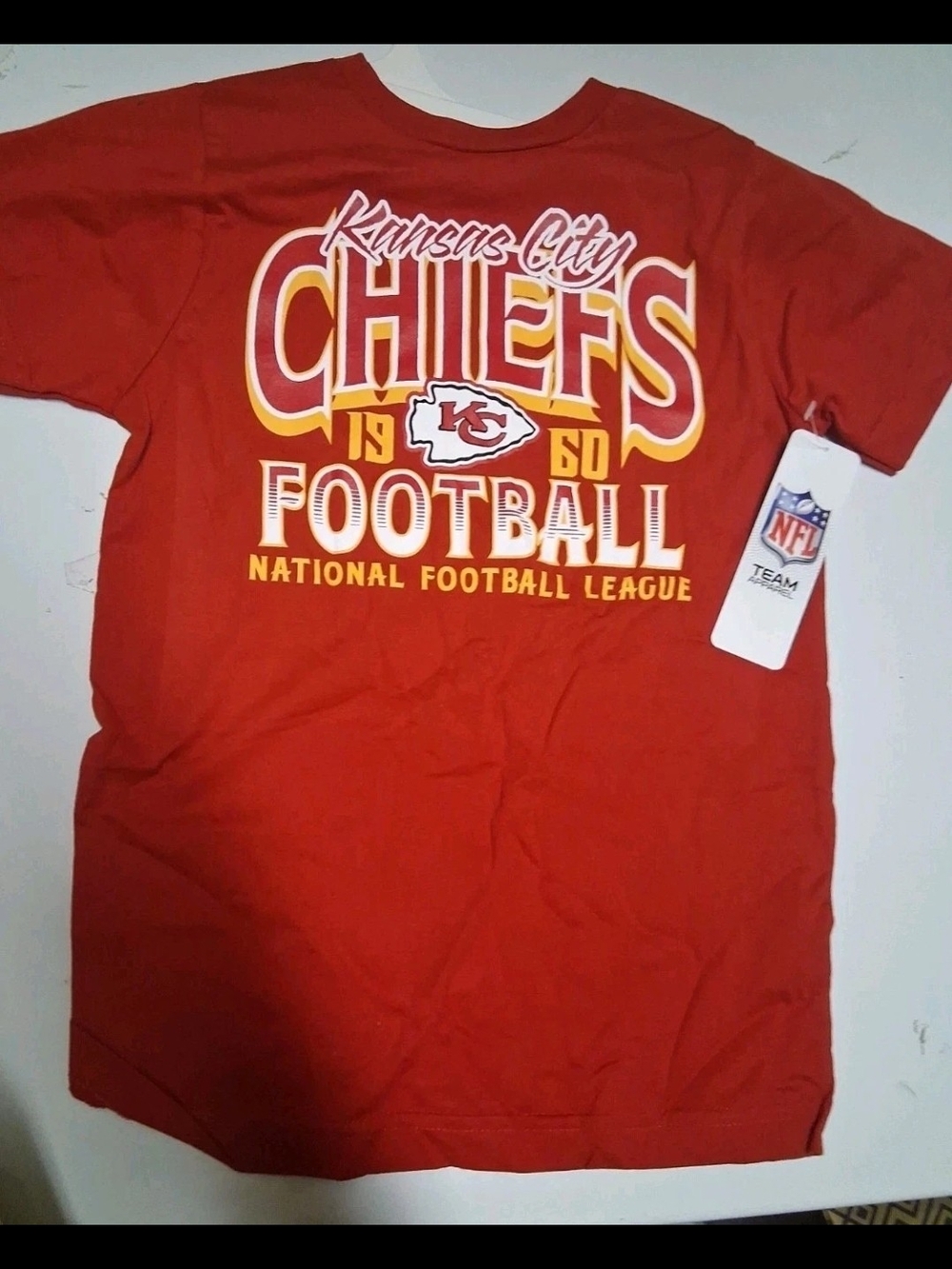 Team Apparel Red Kansas City Chiefs Football Kids Tee with Yellow Accents